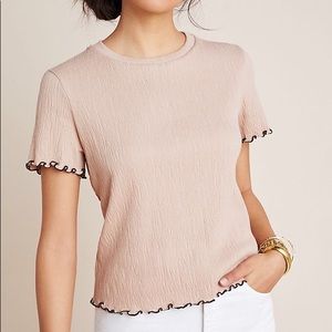 Anthropologie Cathleen Textured Tee Neutral Tee XS